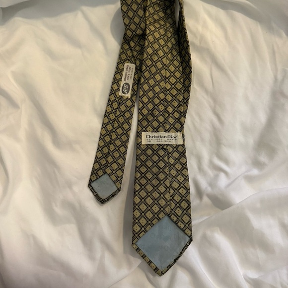 Like New Vintage Christian Dior Geometric Print Silk Tie - Picture 2 of 2